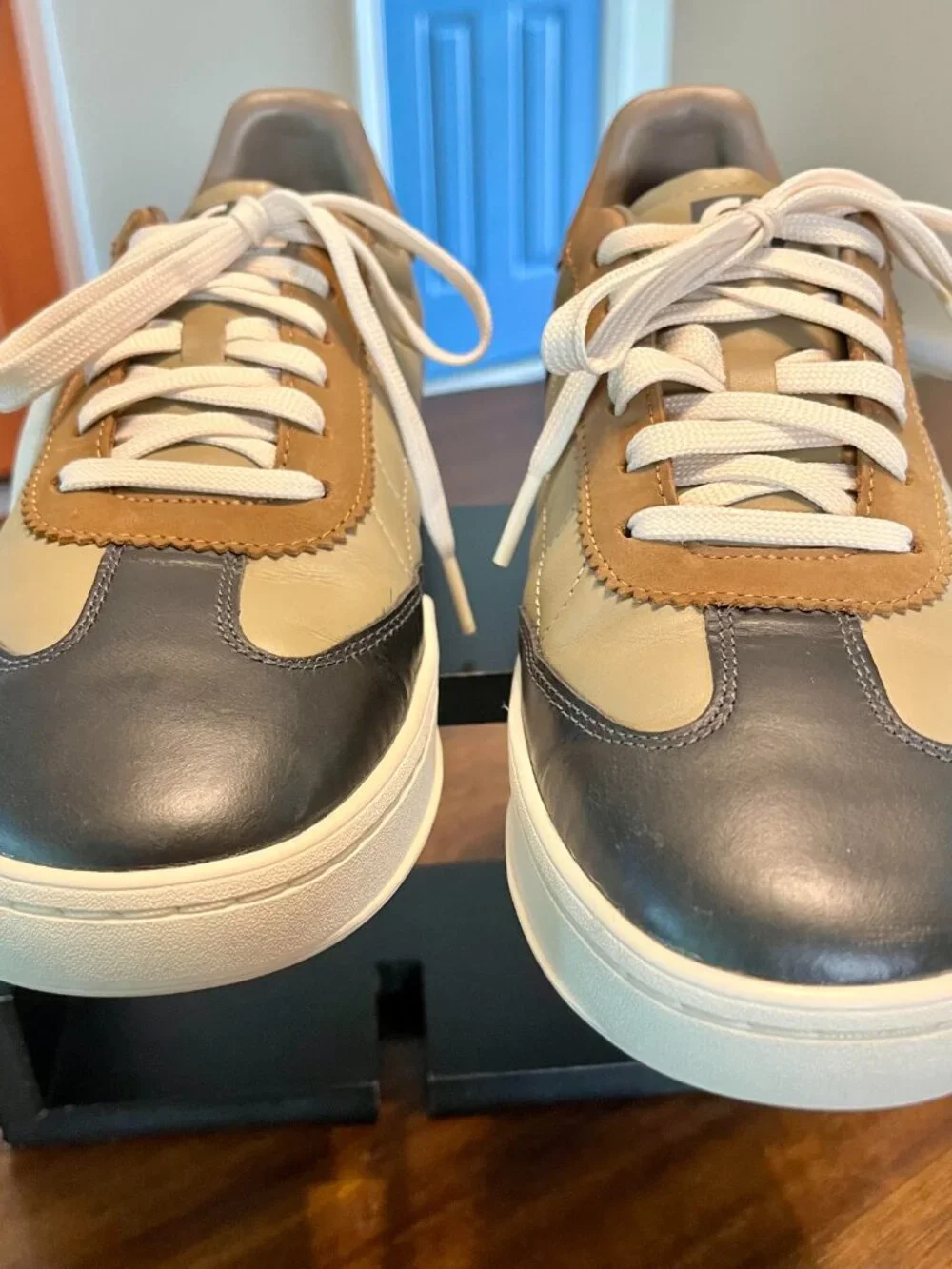 Cole Haan GrandPro Breakaway Sneakers Quilted Beige & Black Toe Leather 9.5M